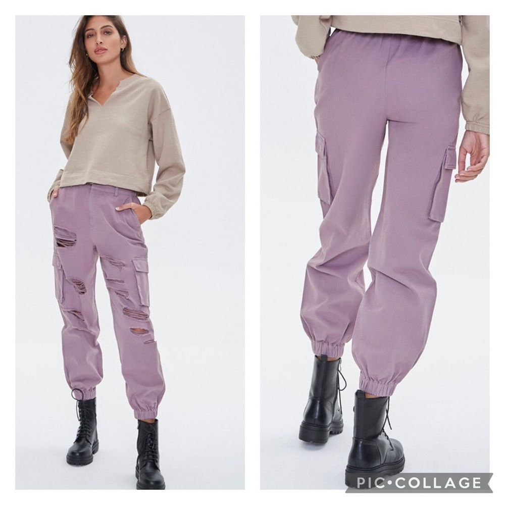 Forever 21 Lavender Cargo Jogger Pants